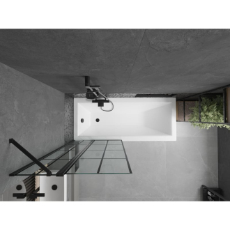 Mexen Flip vaňová zástena jednokrídlová 80 x 150 cm, čierny vzor, čierna - 894-080-101-70-77