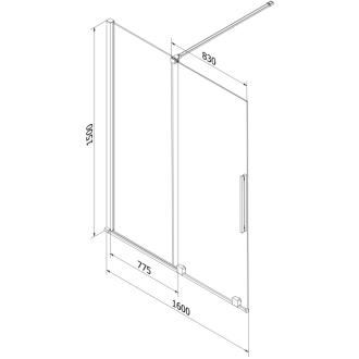 Mexen Velar 2-krídla vaňová zástena posuvná 160 x 150 cm, transparentná, chróm - 896-160-000-01-01