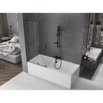 Mexen Velar 2-krídla vaňová zástena posuvná 95 x 150 cm, transparentná, pištoľová šedá kartáčovaná - 896-095-000-01-66