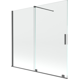 Mexen Velar 2-krídlová vaňová zástena posuvná 170 x 160 cm, transparentná, pištoľová šedá kartáčovaná - 896-170-000-01-66