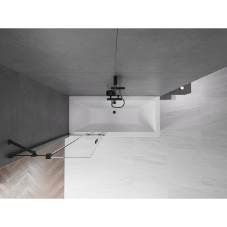 Mexen Velar vaňová zástena, 2-krídla, posuvná, 75 x 150 cm, transparentná, čierna - 896-075-000-01-70
