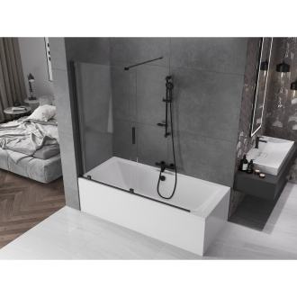 Mexen Velar 2-krídla vaňová zástena posuvná 160 x 150 cm, transparentná, čierna - 896-160-000-01-70