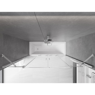 Mexen Velar Duo vaňová zástena, 2-krídla, posuvná, 170 x 150 cm, transparentná, chróm - 896-170-000-02-01