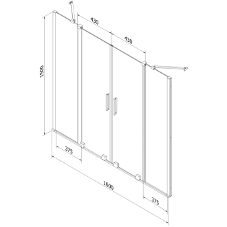 Mexen Velar Duo vaňová zástena, 2-krídla, posuvná, 160 x 150 cm, transparentná, biela - 896-160-000-02-20