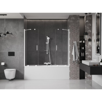 Mexen Velar Duo vaňová zástena, 2-krídla, posuvná, 170 x 150 cm, transparentná, biela - 896-170-000-02-20