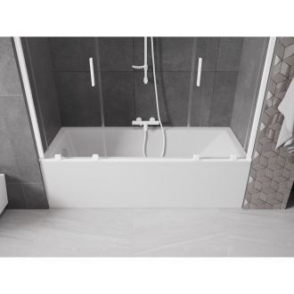 Mexen Velar Duo vaňová zástena, 2-krídla, posuvná, 170 x 150 cm, transparentná, biela - 896-170-000-02-20
