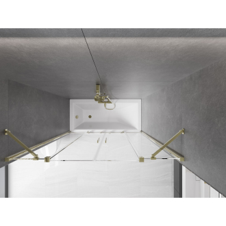 Mexen Velar Duo vaňová zástena, 2-krídla, posuvná, 150 x 150 cm, transparentná, zlatá - 896-150-000-02-50