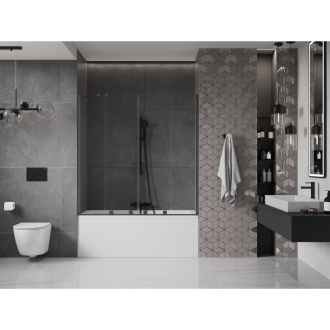Mexen Velar Duo vaňová zástena, 2-krídla, posuvná, 150 x 150 cm, transparentná, pištoľová šedá kartáčovaná - 896-150-000-02-66