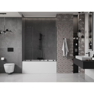 Mexen Velar Duo vaňová zástena, 2-krídla, posuvná, 160 x 150 cm, transparentná, pištoľová šedá kartáčovaná - 896-160-000-02-66