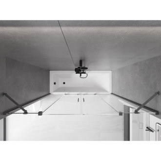 Mexen Velar Duo vaňová zástena, 2-krídla, posuvná, 200 x 150 cm, transparentná, pištoľová šedá kartáčovaná - 896-200-000-02-66