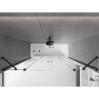 Mexen Velar Duo vaňová zástena, 2-krídla, posuvná, 170 x 150 cm, transparentná, čierna - 896-170-000-02-70
