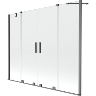 Mexen Velar Duo vaňová zástena, 2-krídla, posuvná, 190 x 150 cm, transparentná, pištoľová šedá kartáčovaná - 896-190-000-02-66