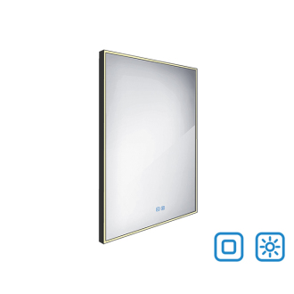 Nimco ZPC 13002VX-90 Čierne LED zrkadlo 600x800 s dvoma dotykovými senzormi