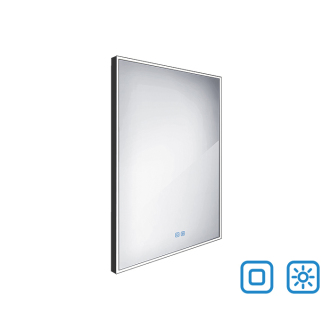Nimco ZPC 13002VX-90 Čierne LED zrkadlo 600x800 s dvoma dotykovými senzormi