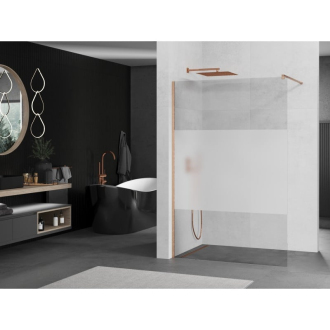 Mexen Kioto Walk-in sprchová stena 130x200, transp./frost 8, kefa. meď 800-130-101-65-35