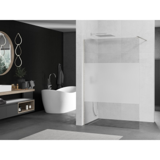 Mexen Kioto Walk-in sprchová stena 80x200, transp./frost 8, kefa. nikel 800-080-101-97-35
