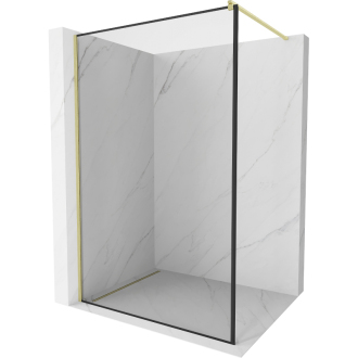 Mexen Kioto Walk-in sprchová stena 100x200, čierny vzor, brúsené zlato 800-100-101-55-70