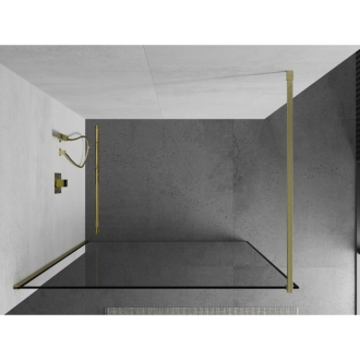 Mexen Kioto Walk-in sprchová stena 140x200, čierny vzor, brúsené zlato 800-140-101-55-70