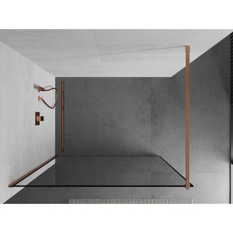 Mexen Kioto Walk-in sprchová stena 100x200, čierny vzor, kefa. meď 800-100-101-65-70