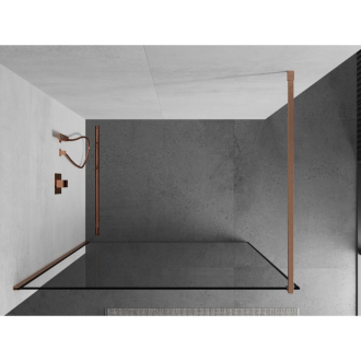 Mexen Kioto Walk-in sprchová stena 150x200, čierny vzor, kefa. meď 800-150-101-65-70