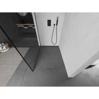 Mexen Kioto Walk-in sprchová stena 100x200, čierny vzor, šedá kefa. 800-100-101-66-70