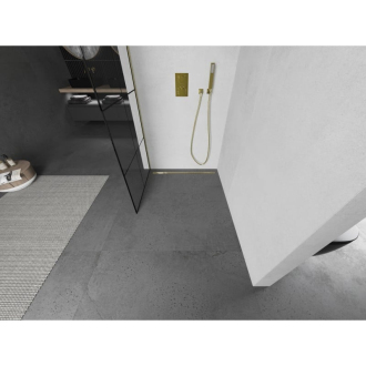 Mexen Kioto Walk-in sprchová stena 70x200, čierny vzor, brúsené zlato 800-070-101-55-77