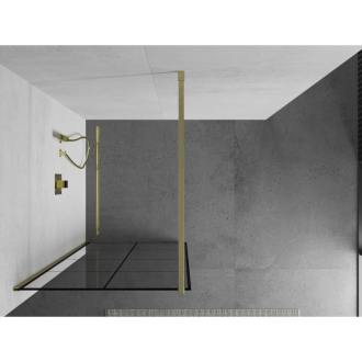 Mexen Kioto Walk-in sprchová stena 90x200, čierny vzor, brúsené zlato 800-090-101-55-77