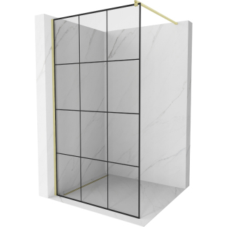 Mexen Kioto Walk-in sprchová stena 100x200, čierny vzor, brúsené zlato 800-100-101-55-77