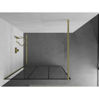 Mexen Kioto Walk-in sprchová stena 100x200, čierny vzor, brúsené zlato 800-100-101-55-77