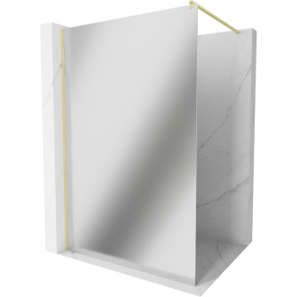 Mexen Kioto Walk-in sprchová stena 140x200 cm, 8 zrkadlo, brúsené zlato 800-140-101-55-50
