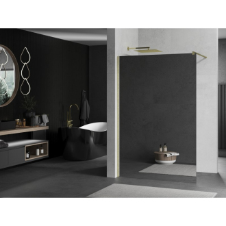 Mexen Kioto Walk-in sprchová stena 140x200 cm, 8 zrkadlo, brúsené zlato 800-140-101-55-50