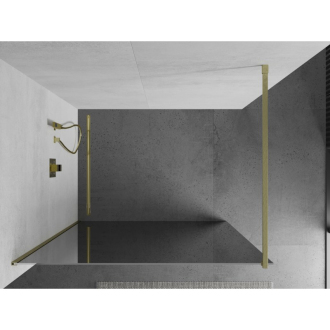 Mexen Kioto Walk-in sprchová stena 140x200 cm, 8 zrkadlo, brúsené zlato 800-140-101-55-50