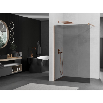 Mexen Kioto Walk-in sprchová stena 80x200 cm, grafit 8, kartáčovaná meď 800-080-101-65-40