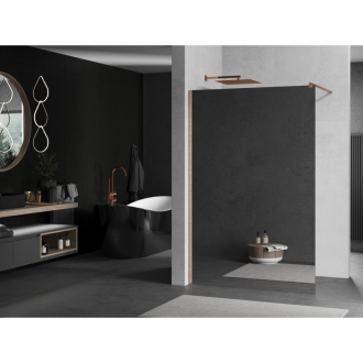 Mexen Kioto Walk-in sprchová stena 120x200, 8 zrkadlo, kefa. meď 800-120-101-65-50
