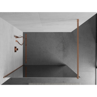 Mexen Kioto Walk-in sprchová stena 130x200, 8 zrkadlo, kefa. meď 800-130-101-65-50