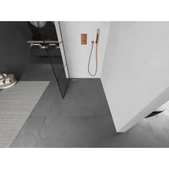 Mexen Kioto Walk-in sprchová stena 70x200, čierny vzor, kefa. meď 800-070-101-65-77