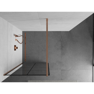 Mexen Kioto Walk-in sprchová stena 70x200, čierny vzor, kefa. meď 800-070-101-65-77