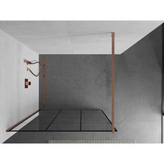 Mexen Kioto Walk-in sprchová stena 100x200, čierny vzor, kefa. meď 800-100-101-65-77