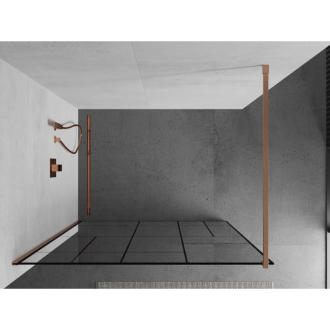 Mexen Kioto Walk-in sprchová stena 70x200, čierny vzor, kefa. meď 800-070-101-65-78
