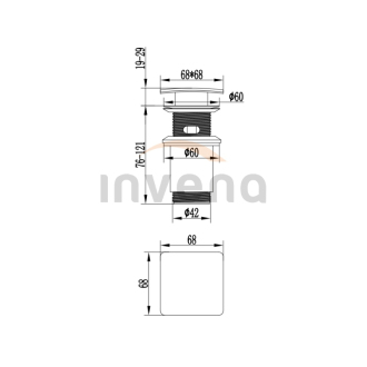 Invena SC-B1-139-L Výpusť click-clack s prepadom, čierna