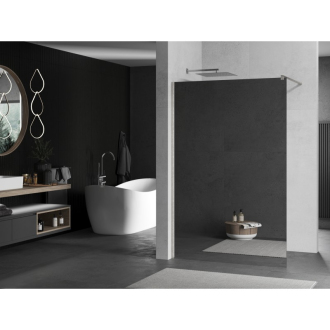 Mexen Kioto Walk-in sprchová stena 100x200, 8 zrkadlo, kefa. nikel 800-100-101-97-50