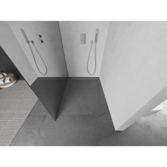 Mexen Kioto Walk-in sprchová stena 100x200, 8 zrkadlo, kefa. nikel 800-100-101-97-50