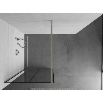 Mexen Kioto Walk-in sprchová stena 80x200, čierny vzor, kefa. nikel 800-080-101-97-77