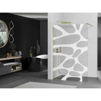 Mexen Kioto Walk-in sprchová stena 80x200, biely vzor, brúsené zlato 800-080-101-55-97