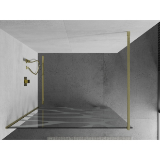 Mexen Kioto Walk-in sprchová stena 80x200, biely vzor, brúsené zlato 800-080-101-55-97
