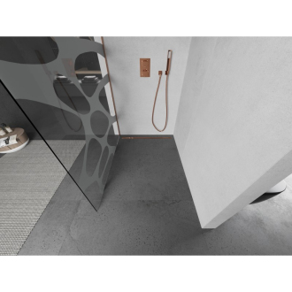 Mexen Kioto Walk-in sprchová stena 120x200, biely vzor, kefa. meď 800-120-101-65-97