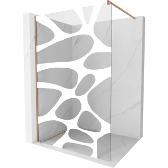 Mexen Kioto Walk-in sprchová stena 140x200, biely vzor, kefa. meď 800-140-101-65-97
