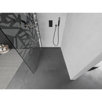 Mexen Kioto Walk-in sprchová stena 80x200, biely vzor, šedá kefa. 800-080-101-66-85