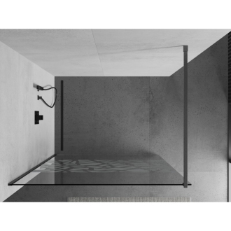 Mexen Kioto Walk-in sprchová stena 80x200, biely vzor, šedá kefa. 800-080-101-66-85