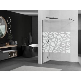 Mexen Kioto Walk-in sprchová stena 140x200, biely vzor, šedá kefa. 800-140-101-66-85